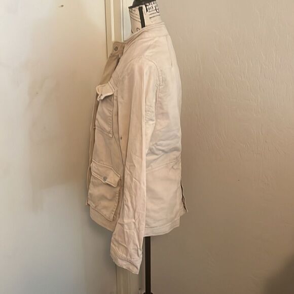 Free People Distressed Tan Military Style Zipper Button Closure Jacket - Picture 5 of 14